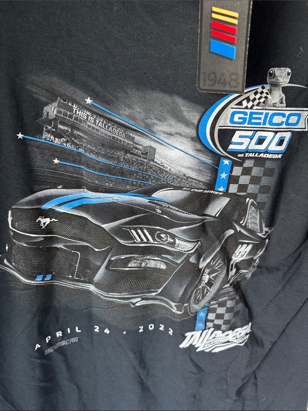 GEICO 500 Talladega 2022 Graphic Tee - Black with Blue Accents